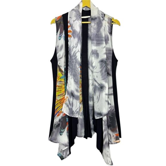 Soft Surroundings Floral Asymmetric Muse Kimono Topper Size S/M Sheer Knit Artsy - Picture 1 of 6